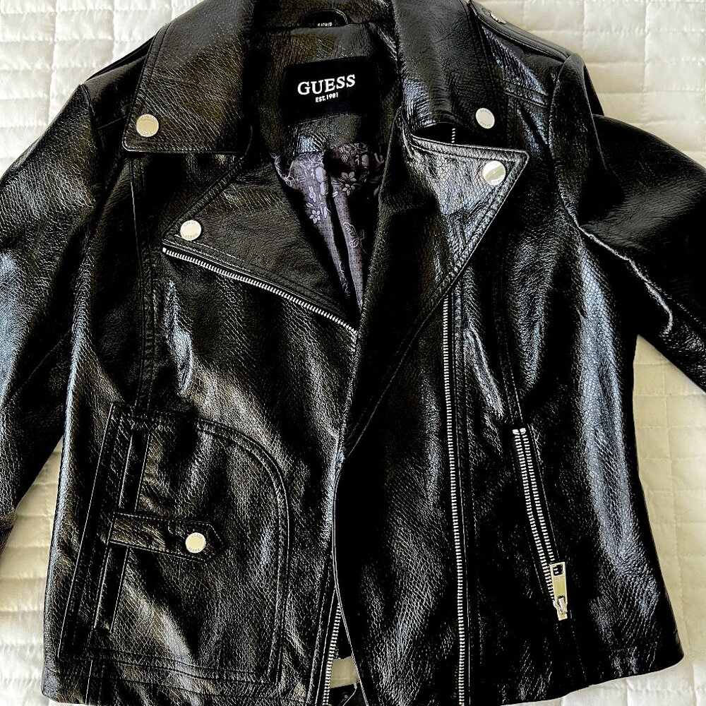 Guess Faux Leather jacket, black, new
